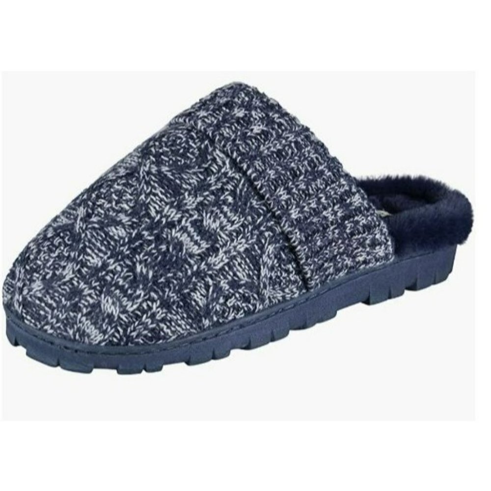 Jessica Simpson Memory Foam Navy/Grey Knit Slippers‎ Size XL